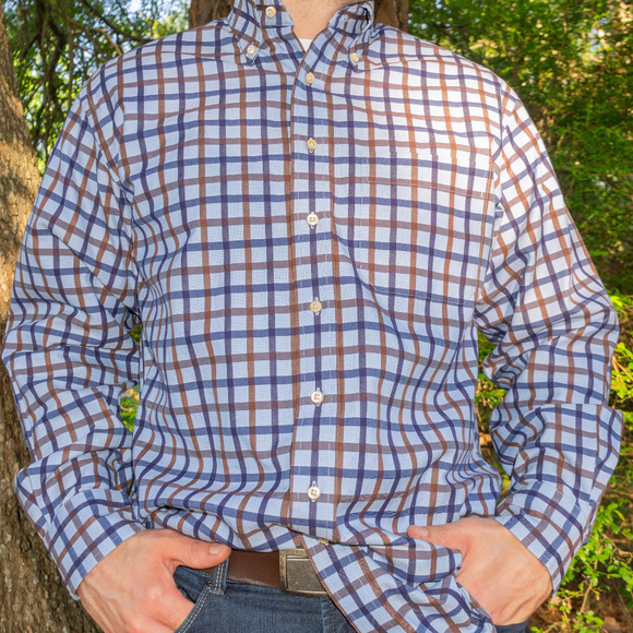 Scott Barber Other - Scott Barber Casual Button Down Shirt (blue/brwn)